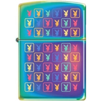 Playboy Multi Monogram Logo Spectrum Zippo Lighter NEW In Box Rare 