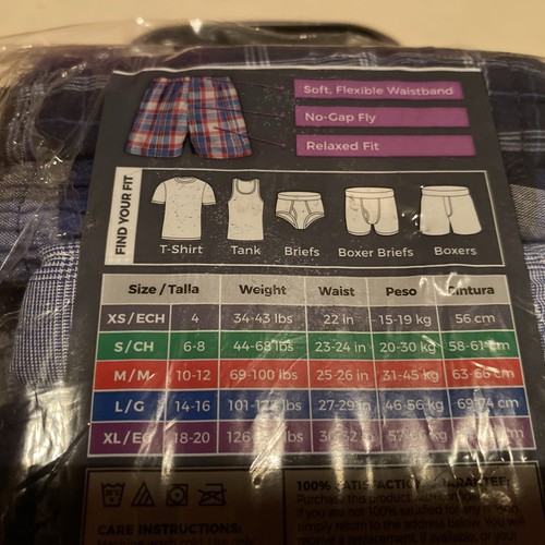 Fruit Loom Boys Woven Boxer Shorts 7 Pack Size S 6 -8 Plaid & Solid Colors - Picture 3 of 4