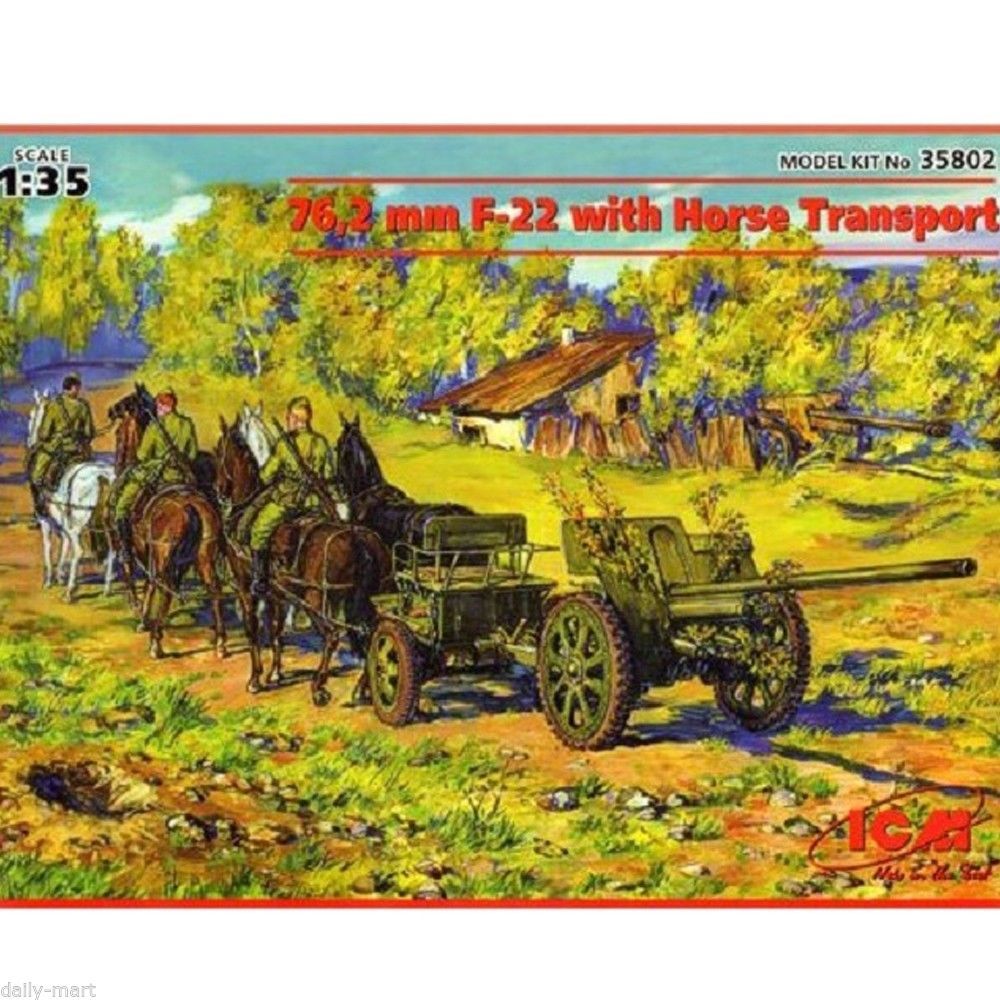 ICM 1 35 35802 76.2mm F-22 with Horse Transport Model Kit ICM 1 35 35802 76.2mm F-22 with Horse Transport Model Kit
