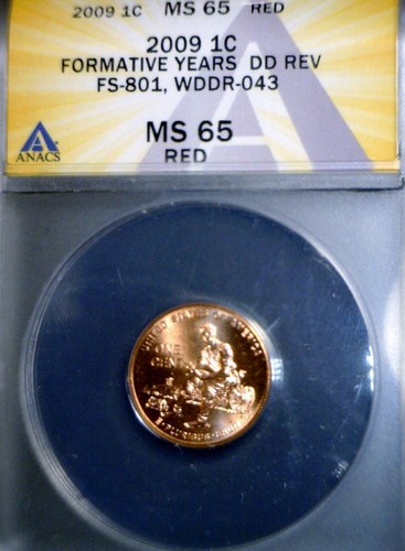 2009 ERROR ANACS MS65 WDDR #043 Lincoln Cent Coin Doubled Die Cherry Pck FS #801 - Picture 1 of 5
