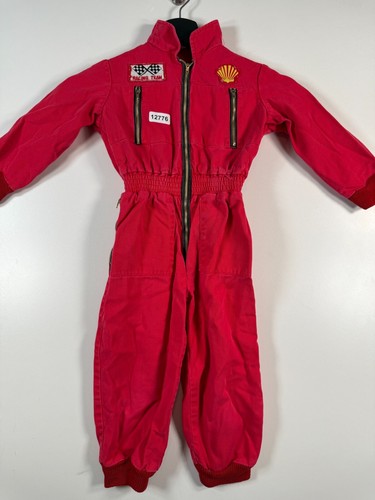 Vtg Pierre Bonee Kids Shell Racing Team Car Costume One Piece Jumpsuit Red Sz 5 - Picture 3 of 12