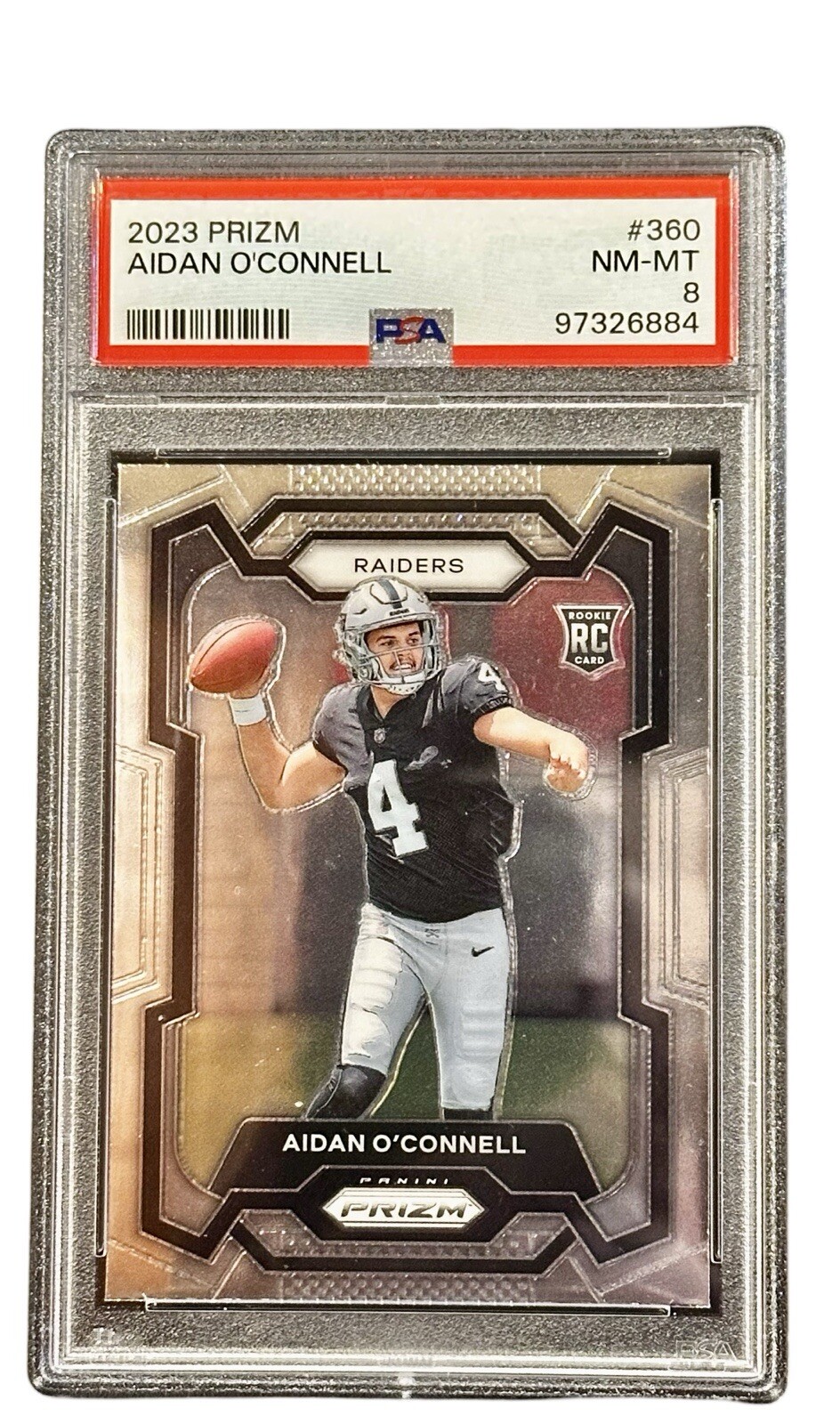 Aidan O'Connell Rookie 2023 Panini Prizm #360 PSA 8 Las Vegas Raiders