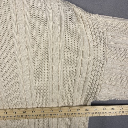Vintage Herren Zopfmuster Pullover Large Elfenbein Matrose Yacht Hergestellt in den USA - Bild 7 von 8