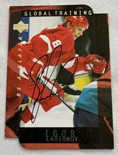 1995-06 Upper Deck “Be A Player” Igor Larionov “DIE CUT” Autograph VERY RARE !!