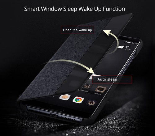 For Huawei P20 P30 Pro Leather Flip Case Cover Smart View Window Wake up sleep - Picture 3 of 12