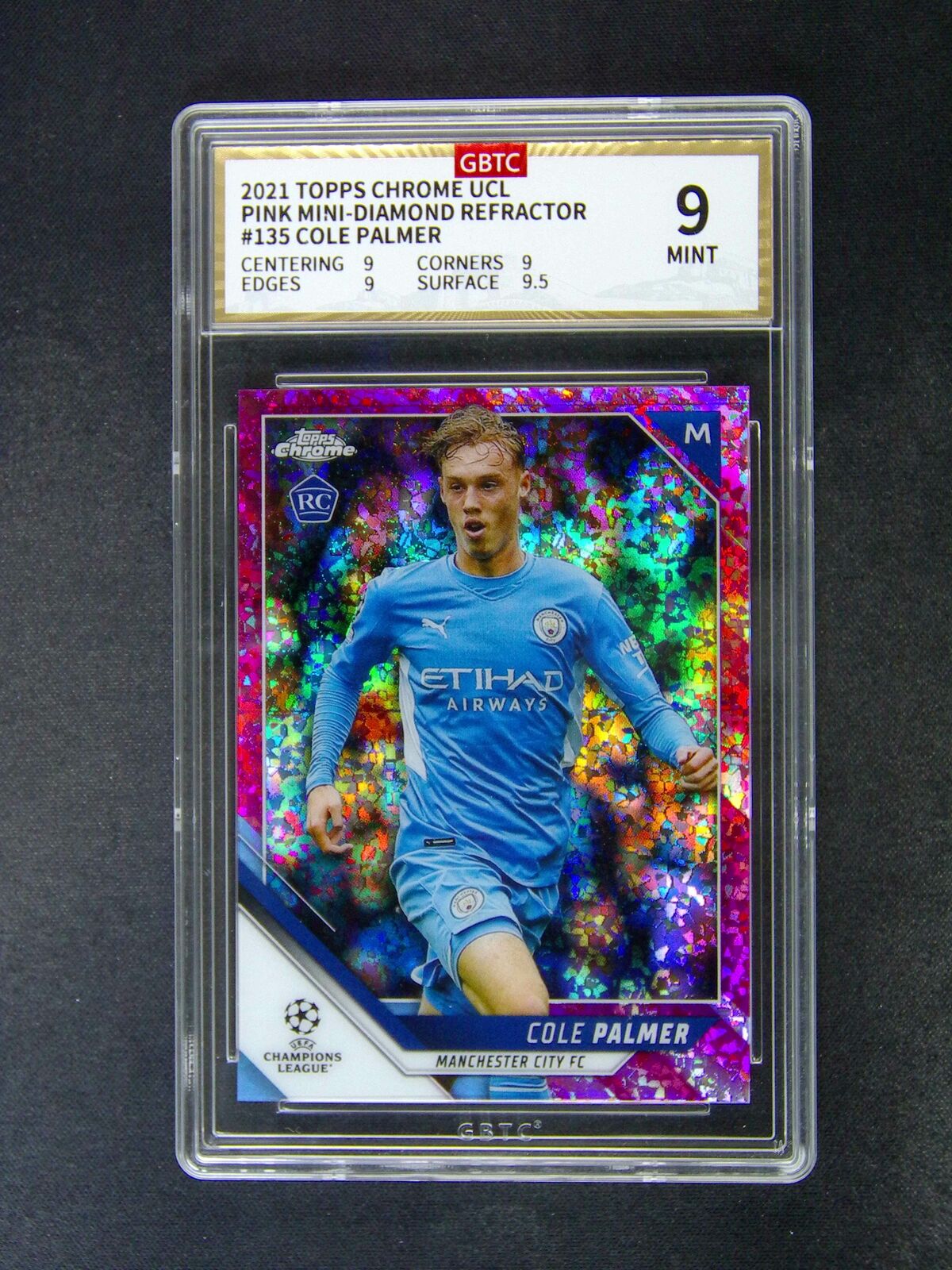 2021-22 Topps Chrome UEFA Cole Palmer #135 RC Rookie Pink Mini Diamond /175