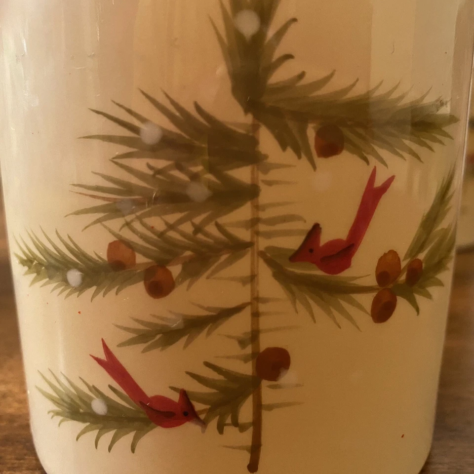 Hallmark Canela Vela Invierno Navidad Cardenal Pájaro Tarro Cerámico Lote de 4 A19 Foto 4 de 4