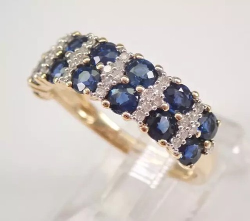 3Ct Round Cut Lab Created Sapphire Eternity Wedding Band 14K Yellow Gold Plated - Picture 3 of 13