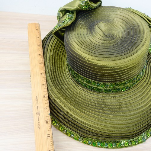 De colección Whittall And Shon Sombrero Verde Arco Lentejuelas Cubo Derby De Gran Tamaño Plegable - Imagen 8 de 11