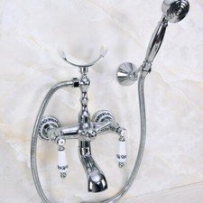 Polished Chrome Clawfoot Bathroom Bathtub Faucet Handheld Shower Mixer Tap