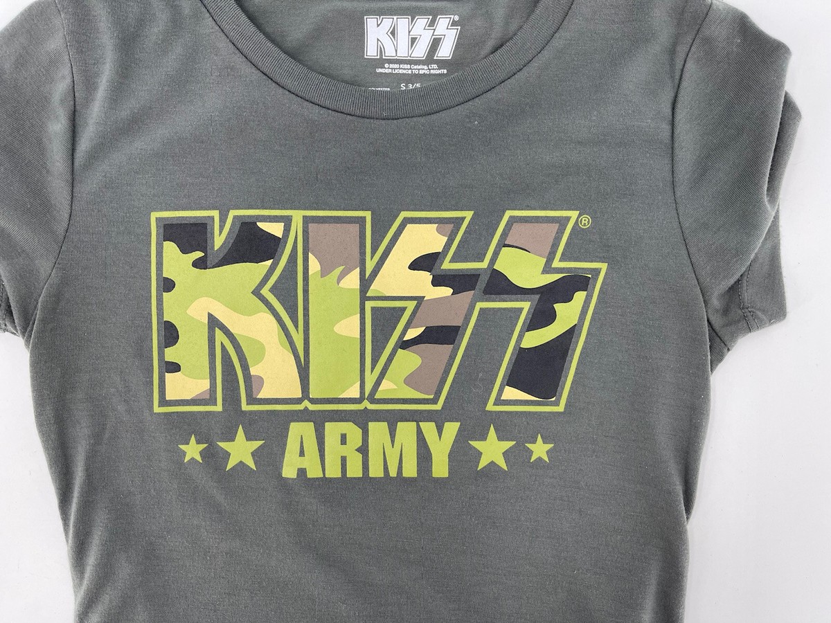 KISS Army Band Green Camo Logo Short Sleeve T-Shirt Tee Youth S