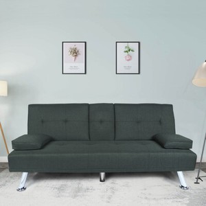 Convertible Futon Sofa Bed Twin Size Sleeper Couch Lounger Chair W Cup Holder 787812174319 Convertible Futon Sofa Bed Twin Size, Twin Size Futon Chair Bed