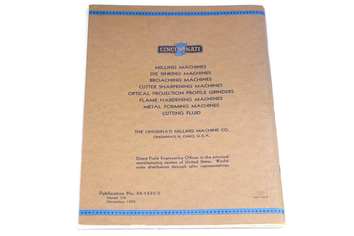 Cincinnati Fresatrice Co 16" Verticale Idro-Tel 1952 Manuale Fresatrice - Foto 3 di 7