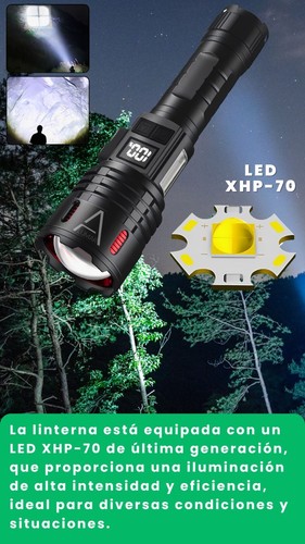 Linterna LED Alta Potencia, Recargable USBC, Pilas incluidas, Imantada,PowerBank - Imagen 7 de 16