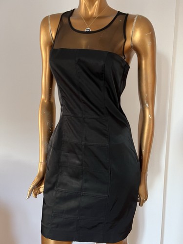 H&M BLACK MINI DRESS, TULE TOP SATIN FITTED CORSET LIKE DRESS UK 8?Eu 38 - Picture 9 of 15