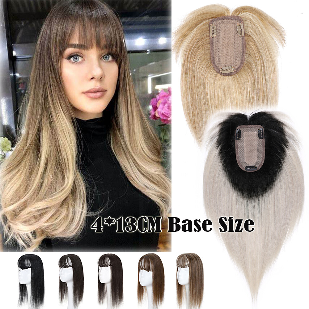 Ombre Seda Base Clip En Remy Cabello Humano Mujeres Topper Toupee Peluca para Pérdida de Cabello Reino Unido