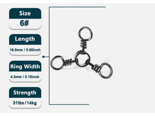 3 Way Swivel Fishing Tackle Saltwater Stainless Steel Fishing Lures Connector - Picture 7 of 37