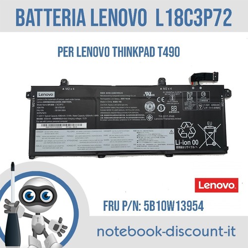 Original Lenovo Akku L18C3P72 für Notebook Lenovo ThinkPad T490 5B10W13954