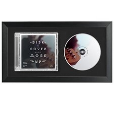 Cd Music Frame 8" X 12" With Black Matting Display Disc And Cd Box Made By Solid