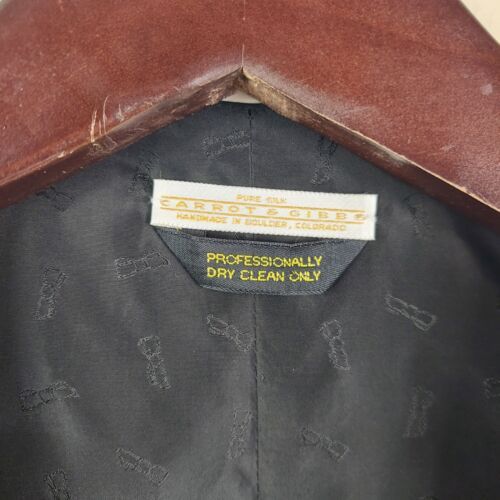 Carrot & Gibbs Men's Vest Waistcoat L Large 100% Silk Black Gray Geometric - Picture 3 of 10