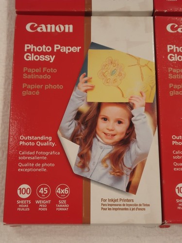 4 Pack Lot Of Canon Photo Paper Glossy, 4x6 inch - 100 Sheets Each, GP502 - Picture 2 of 6