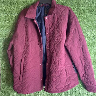Fabletics Plum Puffer Down Long Coat Maroon Size Large