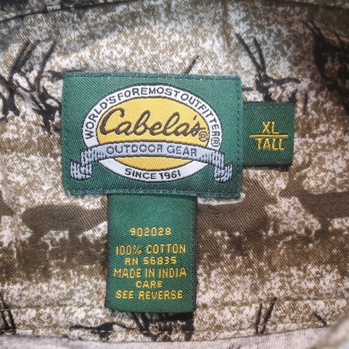 Cabela's Camo Shirt Deer Print Button Down Short Sleeve Hunting Mens XLT Tall - Picture 3 of 10