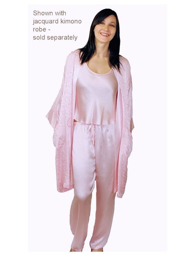 Nyteez Women's Silk Pajama Set Pure Natural 100% Mulberry Silk Cami Top and Pant - Picture 9 of 16