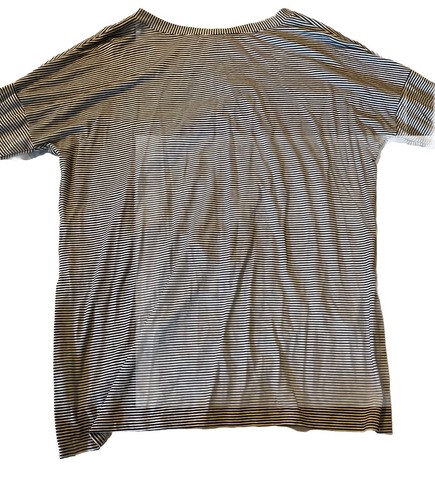 Camisa Olsenboye Talla M Negra Blanca Rayas Manga Completa Hombro Alto Bajo - Imagen 9 de 11