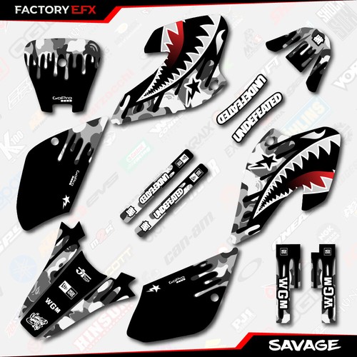 Gray Savage Camo Racing Graphics kit fits Honda 2001-2004 XR80 XR 80 01-04 - Picture 1 of 2