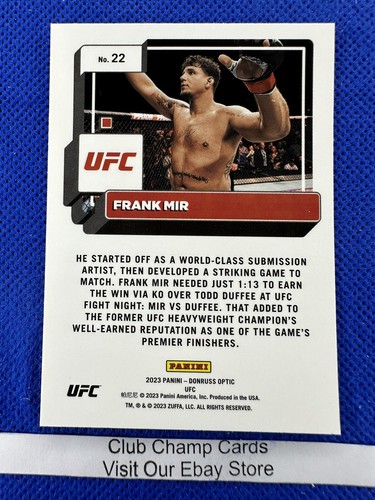 2023 #22 Frank Mir Panini Donruss Optic UFC - Picture 2 of 2