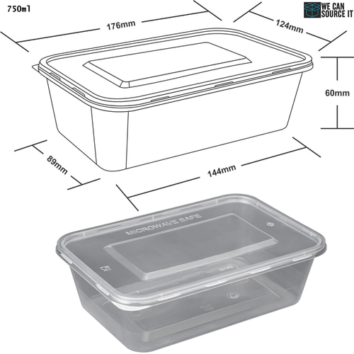 Contenedores de plástico transparente para microondas seguros para alimentos calidad para llevar tinas rectas con tapas - Imagen 12 de 13