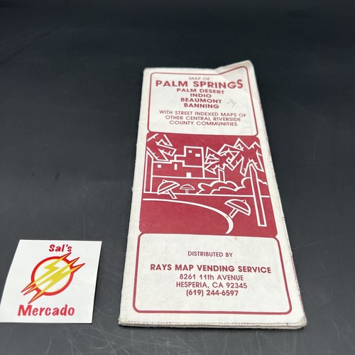 VINTAGE Palm Springs Palm Desert Indo Beaumont Banning By Rays Vending MAP