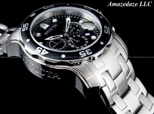 NEU Invicta Herren Pro Diver Scuba VD53 Chronograph Edelstahl schwarzes Zifferblatt Uhr - Bild 4 von 10