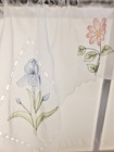 Iris Airbrushed Hand Cutwork Floral Sheer Toppers Swag or Valance VINTAGE White