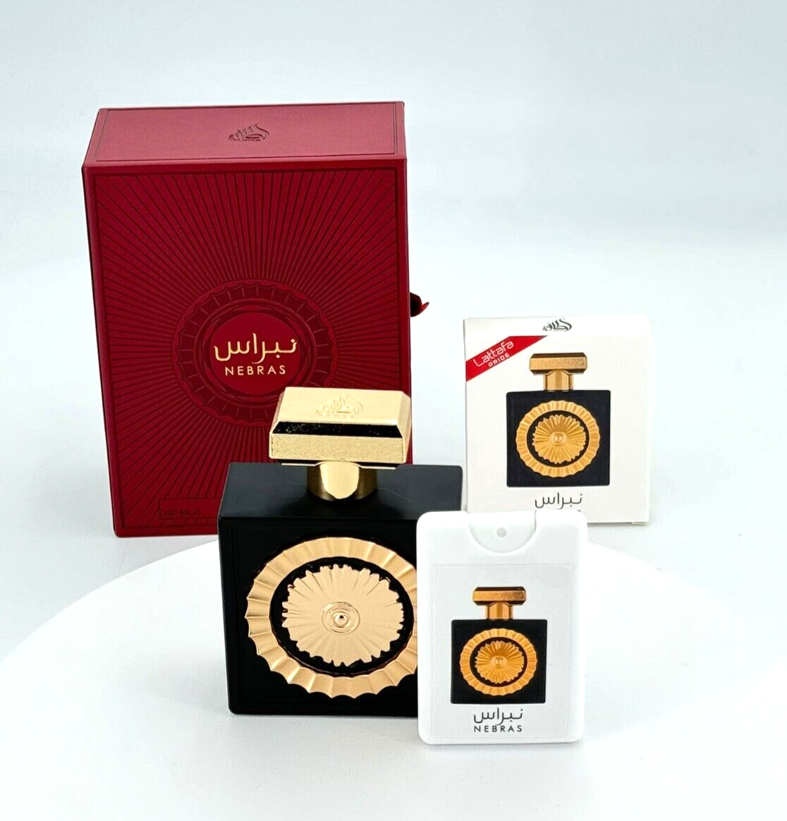 LATTAFA NEBRAS PERFUME AND TRAVEL SIZE 3.4 & 0.67 COMBO SET