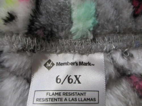 Owl Girls Pajama Pants 6 Gray Fleece Bow Stretch Pull On Polyester Members Mark - Picture 6 of 10