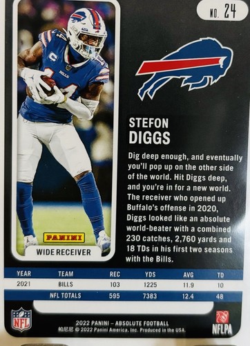 2022 Panini Absolute - grün #24 Stefon Diggs - Bild 2 von 2