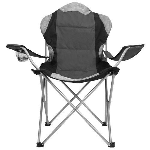 Heavy Duty Steel Foldable Camping Chair Padded Seat Arm Back Outdoor Beach Chair - Picture 17 of 29