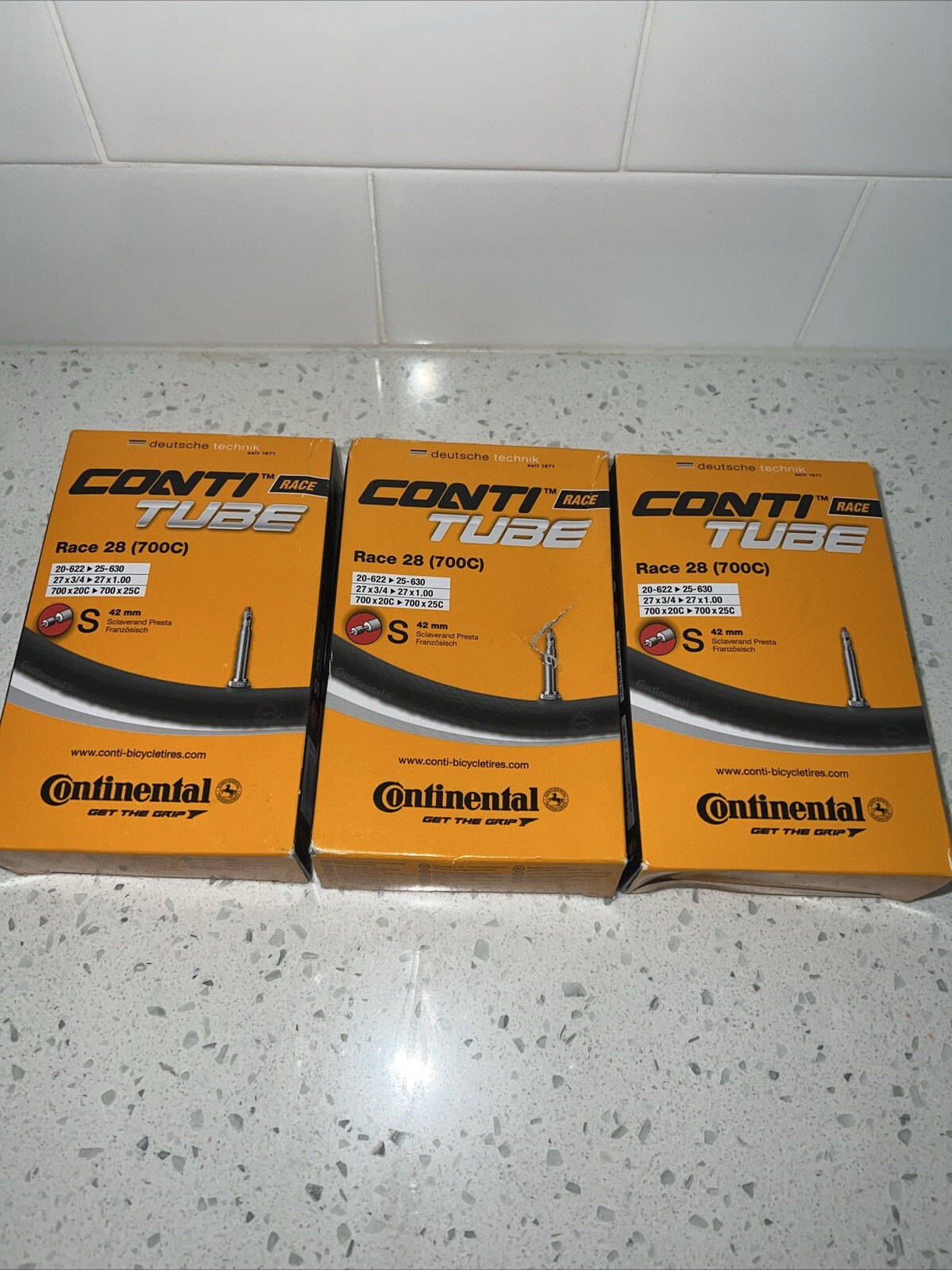 Continental Race 28 Bicycle Tube 700c x 20-25c Presta 42mm Stem - Lot of 3