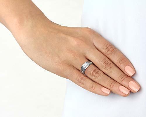 14k Gold Hammered and Matte Finish Diamond Wedding Band With 0.16 Carats H/SI - Bild 5 von 9