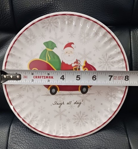 Juego de 4 platos de postre de melamina Kensie Home vacaciones 8" trineo de Santa - Imagen 2 de 6