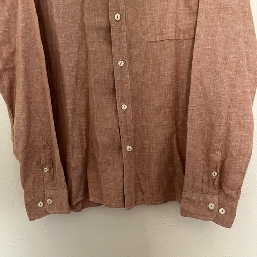 Territory Ahead Shirt Mens XL Orange Linen Blend Long Sleeve Hiking Outdoor - Picture 11 of 15