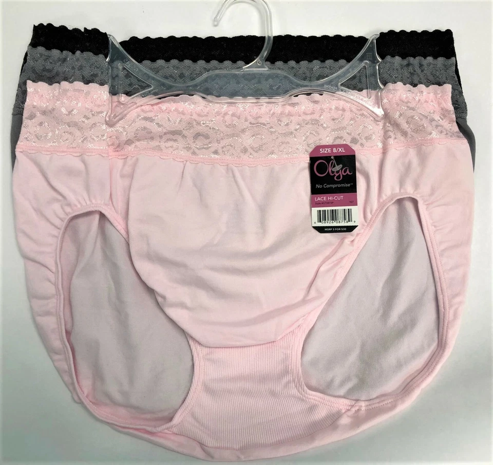 Bragas Olga No Compromise sin costuras elásticas sin excavación cintura encaje corte alto 3 pares Foto 2 de 4