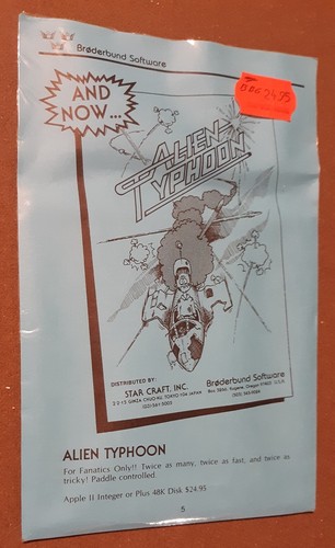VERSIEGELT Alien Typhoon von Star Craft/Broderbund Software Apple II+,IIe, IIc, IIgs - Bild 1 von 2
