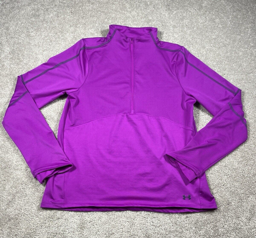 Under Armour Shirt Womens Size Large Long Sleeve Purple Half Zip Athletic Wear