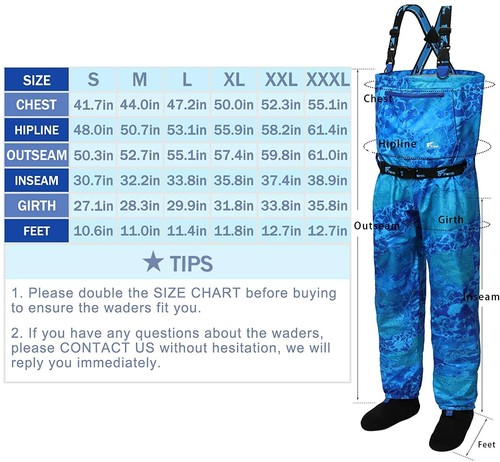8 Fans Fly Fishing Waders, 100% Waterproof Stockingfoot Small, WAV3-Blue - 第 2/6 張圖片