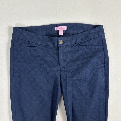 Lilly Pulitzer Kelly Textured Ankle Length Skinny Pant Midnight Navy Size 2 - Picture 3 of 8
