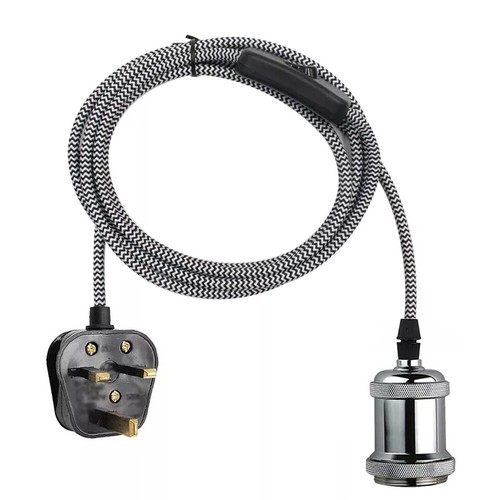 2M Fabric Flex Cable UK Plug In Pendant Lamp Light Set E27 Bulb Holder+ switch - Picture 16 of 26