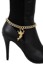 Women Boot Bracelet Gold Metal Chain Fashion Shoe Religious Wings Angel Charm